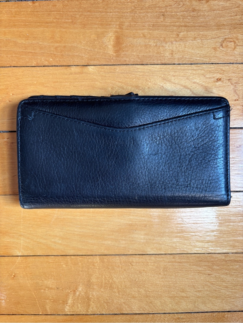 EUC Vintage FOSSIL Caroline RFID Slim Bifold Black Genuine Leather Womens Wallet